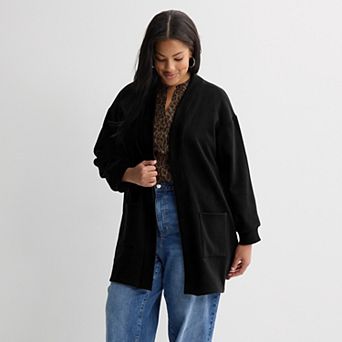 Plus Size Sonoma Goods For Life® Long Line Open Front Fleece Cardigan Sweater