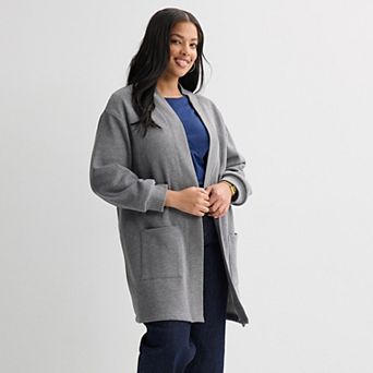 Plus Size Sonoma Goods For Life® Long Line Open Front Fleece Cardigan Sweater