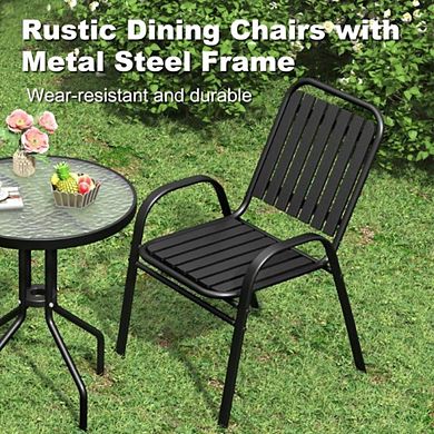 Lightweight Steel Outdoor Stackable Chairs Set of 4