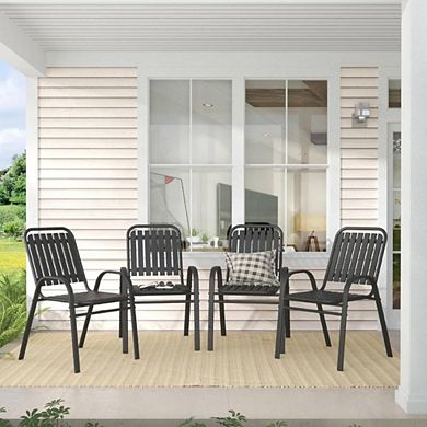 Lightweight Steel Outdoor Stackable Chairs Set of 4