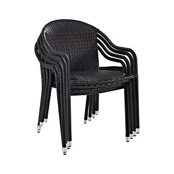 Fade-Resistant Outdoor Wicker Stackable Chairs Set of 4