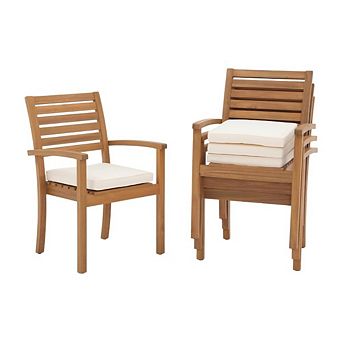 Outdoor Acacia Wooden Stackable Chairs Set of 4