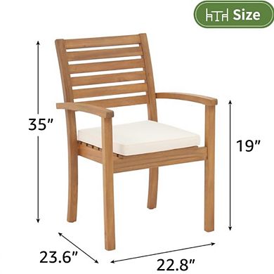 Outdoor Acacia Wooden Stackable Chairs Set of 4