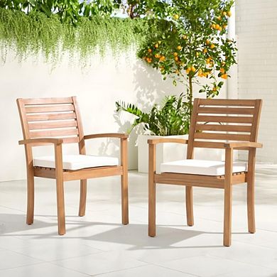 Outdoor Acacia Wooden Stackable Chairs Set of 4