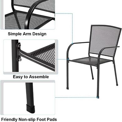 Stackable Chairs with Ergonomic Armrests, Set of 4
