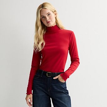 Women's Sonoma Goods For Life® Lettuce Edge Mock Neck Top