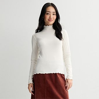 Women's Sonoma Goods For Life® Lettuce Edge Mock Neck Top