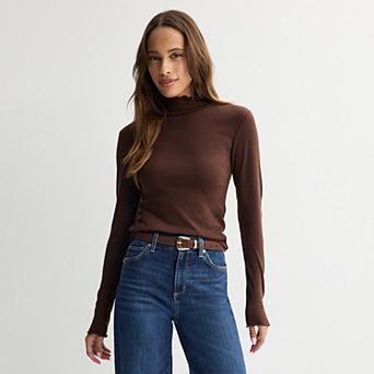 Women's Sonoma Goods For Life® Lettuce Edge Mock Neck Top