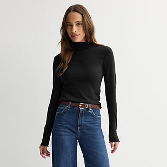 Women's Sonoma Goods For Life® Lettuce Edge Mock Neck Top
