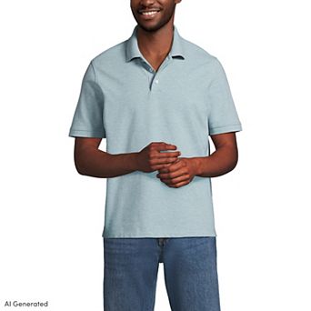 Men's Lands' End Short Sleeve Performance Mesh Pique Polo