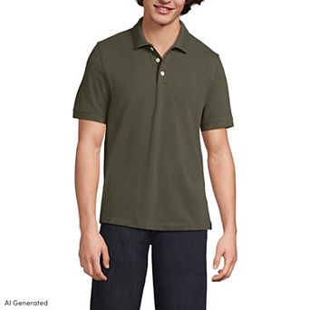 Men's Lands' End Short Sleeve Performance Mesh Pique Polo
