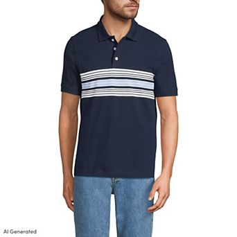 Men's Lands' End Short Sleeve Performance Mesh Pique Polo