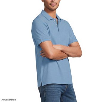 Men's Lands' End Short Sleeve Performance Mesh Pique Polo