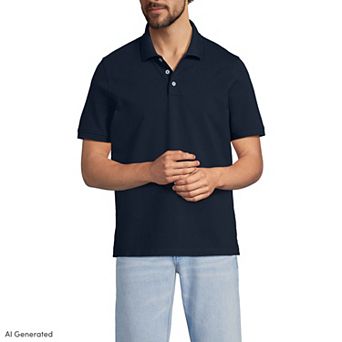 Men's Lands' End Short Sleeve Performance Mesh Pique Polo