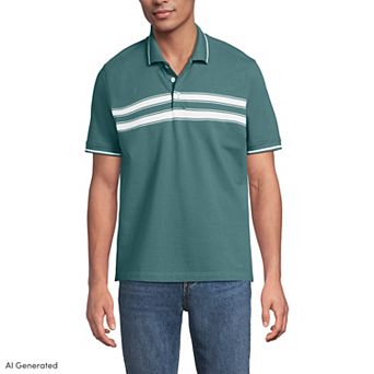 Men's Lands' End Short Sleeve Performance Mesh Pique Polo