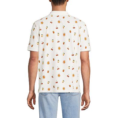 Lands' End Short Sleeve Pique Printed Polo