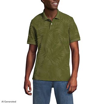 Men's Lands' End Short Sleeve Pique Printed Polo