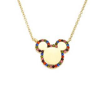 Disney's Mickey Mouse 14k Gold Flash Plated Crystal Mickey Head Pendant Necklace