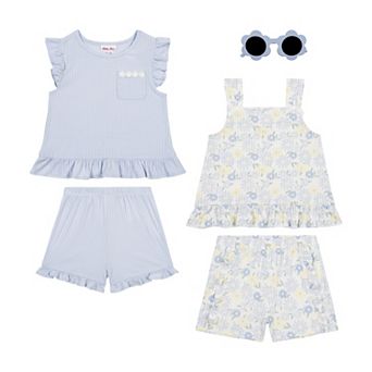 Girls 4-6x Little Lass 5 pc Ruffle Top & Shorts Set