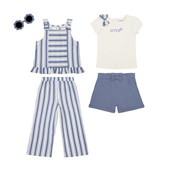 Girls 4-6x Little Lass 4 pc Top, Culotte, & Shorts Set