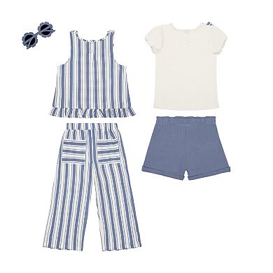 Girls 4-6x Little Lass 4-Piece Top, Culotte, & Shorts Set