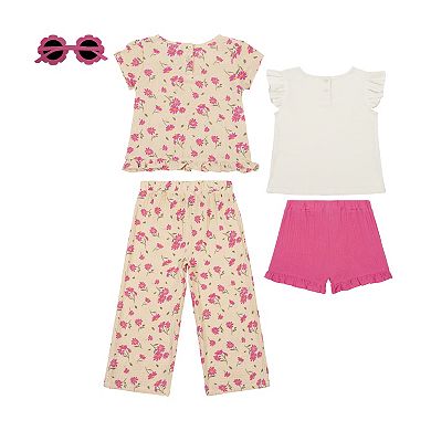 Girls 4-6x Little Lass 4-Piece Top, Culotte & Shorts Set