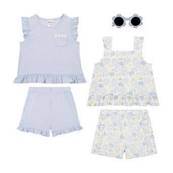 Toddler Girl Little Lass 5 pc Ruffle Top & Shorts Set