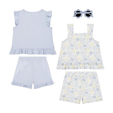 Toddler Girl Little Lass 5-Piece Ruffle Top & Shorts Set