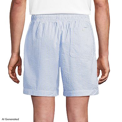 Men's Lands' End 7-Inch Classic Fit Seersucker Deck Shorts in Regular