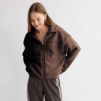 Juniors' SO® Full Zip Pocket Teddy Fleece Jacket