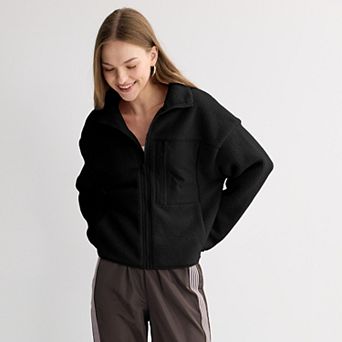 Juniors' SO® Full Zip Pocket Teddy Fleece Jacket