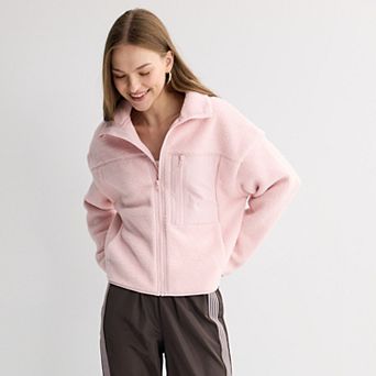Juniors' SO® Full Zip Pocket Teddy Fleece Jacket