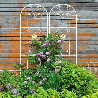 2 Pack Metal Garden Trellis, 86.7" Rustproof Trellis for Climbing Plants Vegetables Flower Support