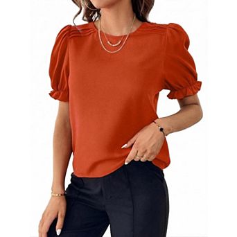 Women's Short Sleeve Blouse Soft Classic Pure Color Casual Summer Top