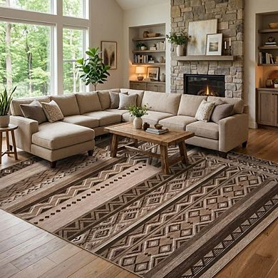 Modern Geometric Area Rug Machine Washable Non Shedding Stain Resistant Floor Cover for Bedroom