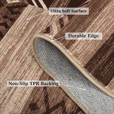 Modern Geometric Area Rug Machine Washable Non Shedding Stain Resistant Floor Cover for Bedroom