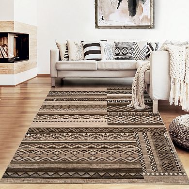 Modern Geometric Area Rug Machine Washable Non Shedding Stain Resistant Floor Cover for Bedroom
