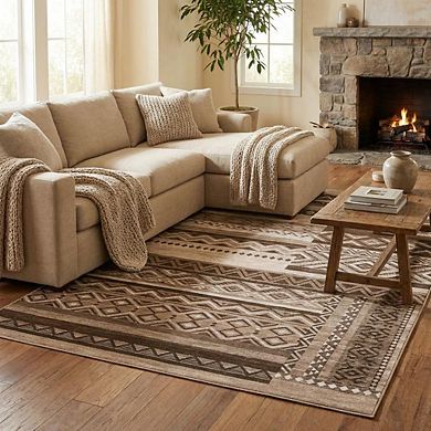 Modern Geometric Area Rug Machine Washable Non Shedding Stain Resistant Floor Cover for Bedroom