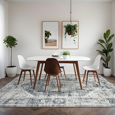 Vintage Area Rug Machine Washable Non Slip Non Shedding Stain Resistant Carpet for Bedroom Kitchen