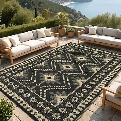 Boho Outdoor Area Rug UV Resistant Stain Resistant Waterproof Mat for RV Trip Picnic Beach Vacation