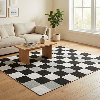 Modern Area Rug Machine Washable Vacuum Clean Ultra Thin Stain Resistant Carpet for Bedroom Kitchen