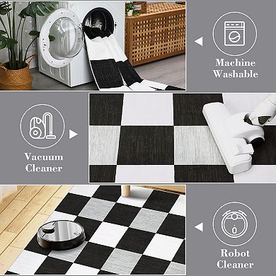 Modern Area Rug Machine Washable Vacuum Clean Ultra Thin Stain Resistant Carpet for Bedroom Kitchen