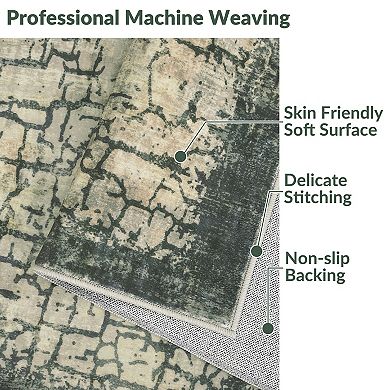 Abstract Area Rug Non Slip Vacuum Clean Ultra Thin Stain Resistant Carpet for Bedroom Kitchen