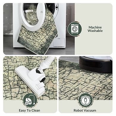 Abstract Area Rug Non Slip Vacuum Clean Ultra Thin Stain Resistant Carpet for Bedroom Kitchen