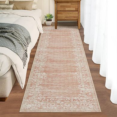 Modern Floral Area Rug Non Slip Vacuum Clean Ultra Thin Stain Resistant Carpet for Bedroom Kitchen