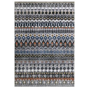 Boho Area Rug Machine Washable Low Pile Pet Friendly Ultra Thin Carpet for Kid's Room Kitchen