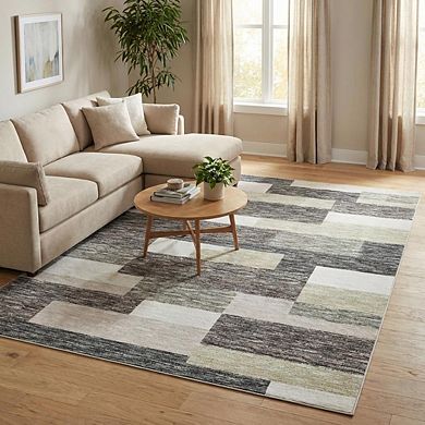 Modern Abstract Area Rug Machine Washable Low Pile Pet Friendly Foldable Floor Cover for Bedroom