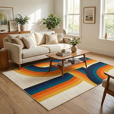Modern Area Rug Machine Washable Low Pile Pet Friendly Stain Resistant Carpet for Living Room