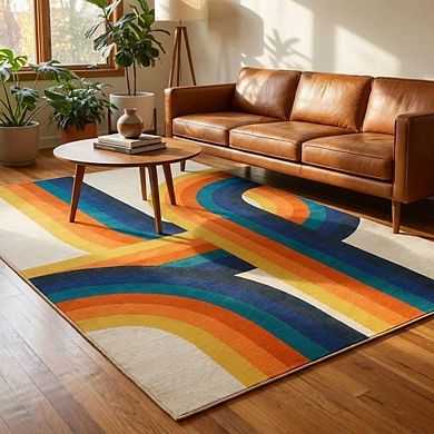 Modern Area Rug Machine Washable Low Pile Pet Friendly Stain Resistant Carpet for Living Room