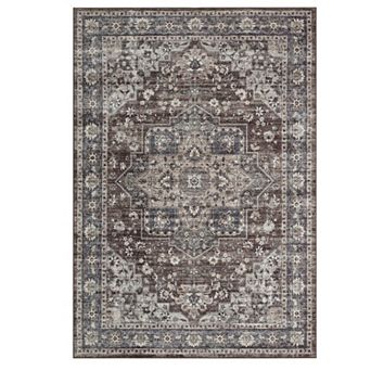 Vintage Area Rug Low Pile Pet Friendly Non Slip Vacuum Clean Carpet for Kid's Room Dining Room